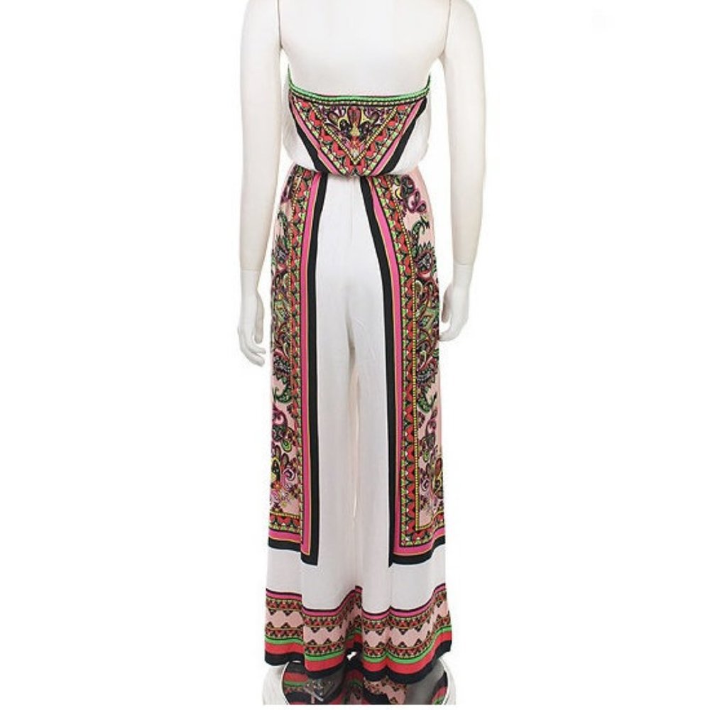 Bohemian Gypsy Strapless Wide Leg Palazzo Jumpsuit Dress Pantsuit Outfit - Picture 5 of 6